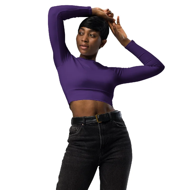 Discount Mania SHE REBEL - Deep Purple Recycled Crop Top UPF 50+