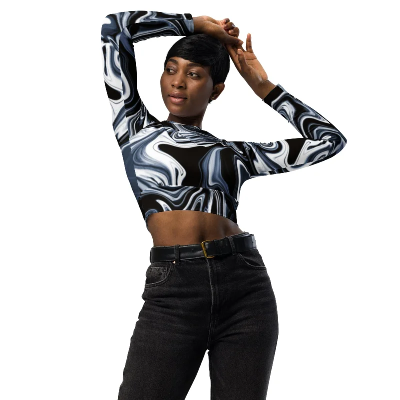 Blowout Deals SHE REBEL - Marble Swirl Recycled Crop Top UPF 50+
