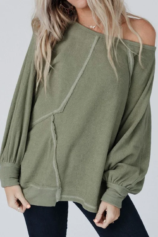 Amazing Deals Seam-Detail Long Sleeve Blouse