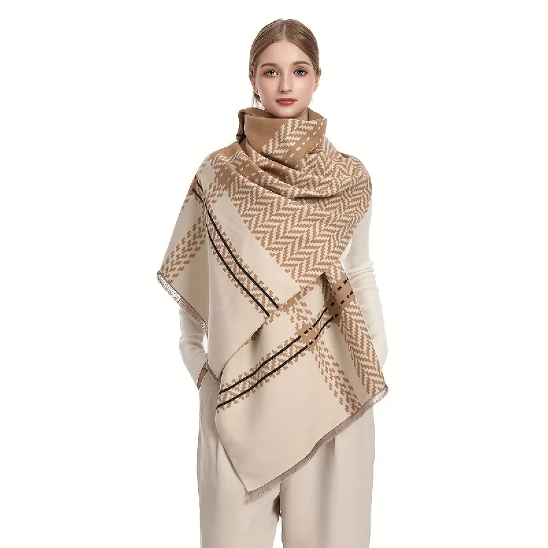 Exclusive Savings Thick Soft Herringbone Jacquard Scarf - Warm, Versatile, and Coldproof Blanket Scarf for Autumn and Winter - Imitation Cashmere, Short Beard Design, and Soft to Touch Exclusive Savings Thick Soft Herringbone Jacquard Scarf - Warm, Versatile, and Coldproof Blanket Scarf for Autumn and Winter - Imitation Cashmere, Short Beard Design, and Soft to Touch