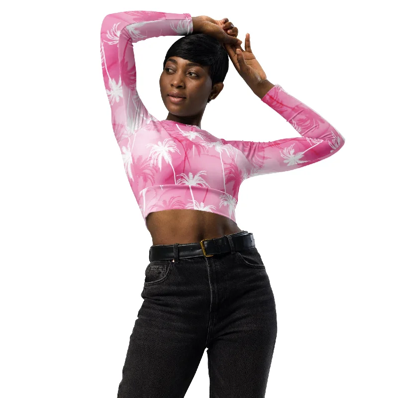 Crazy Savings SHE REBEL - Pink Tropics Recycled Crop Top UPF 50+