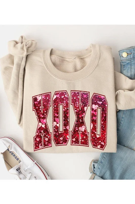 Savings Event XOXO "Faux" Sequin Valentine's Day Sweatshirt | Available in 4 Colors