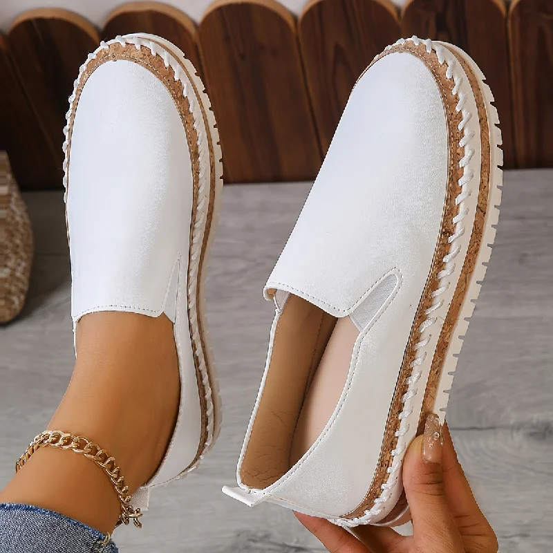 Steals and Deals Womens Fashionable Slip-On Loafers - Comfortable Cushioned Platform - Stylish Everyday Casual Shoes - Easy-On Soft Sole - Versatile Low-top Design - Solid Color Daily Wear