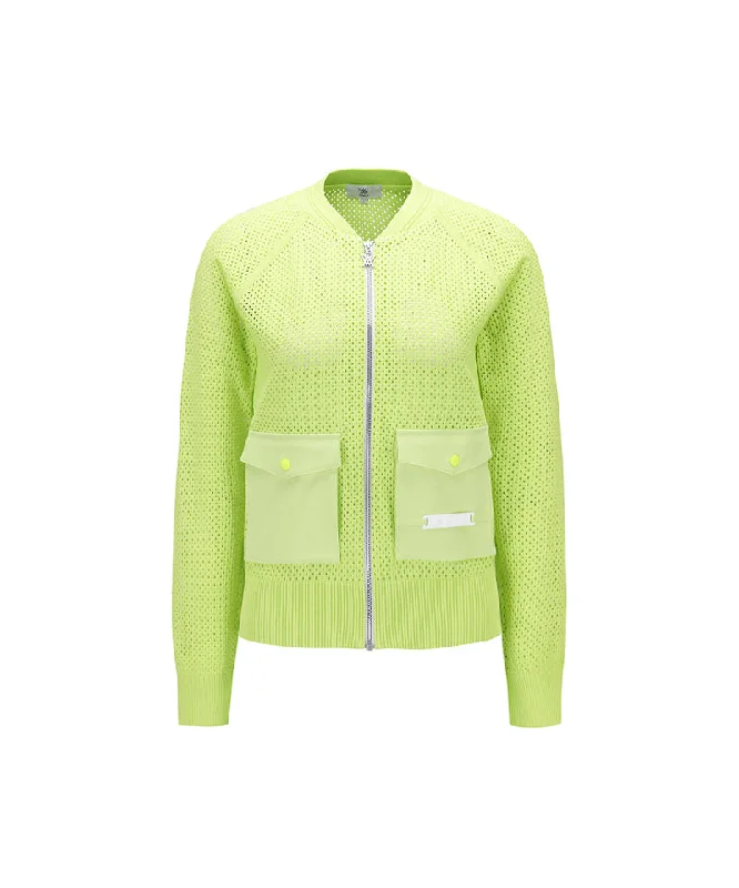 Act Fast ANEW Golf Women's Mesh Zip-Up Cardigan - Lime