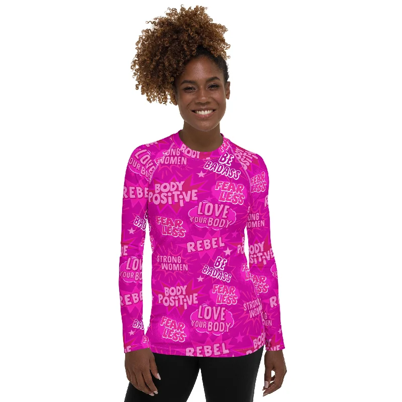 Sneak Peek Sale Body Positivity Performance Rash Guard in Hot Pink UPF 50+