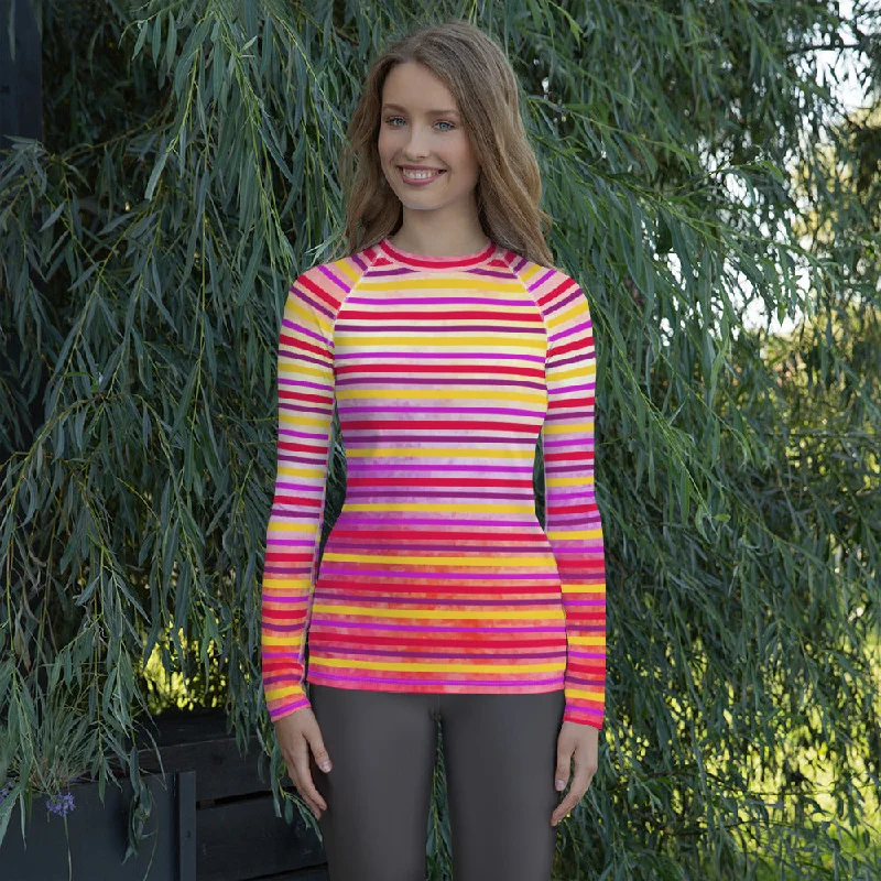 Closeout Sunset Stripes Performance Rash Guard UPF 50+