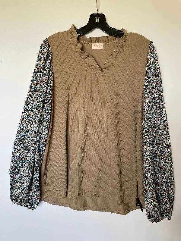 Crazy Deals Beige Top Long Sleeve Cmc, Size 2x