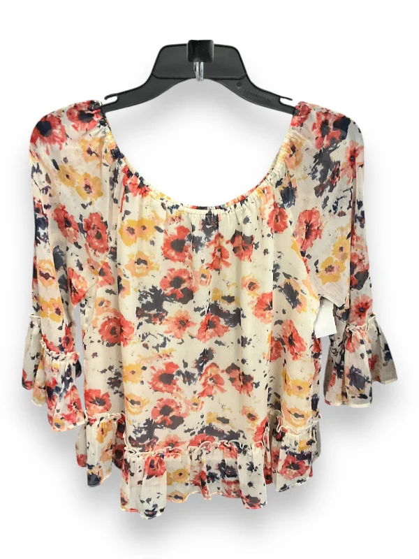 Weekend Special Blouse 3/4 Sleeve By Lucky Brand In Floral Print, Size: M