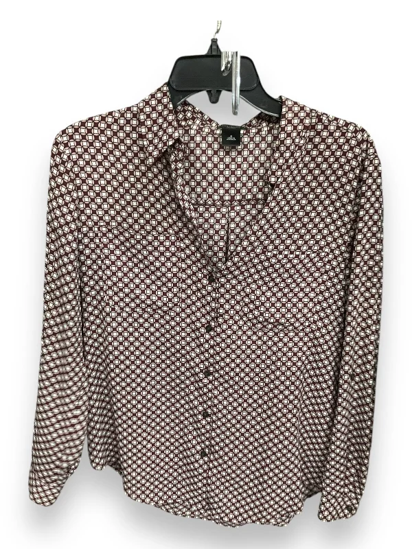 Deal of the Day Blouse Long Sleeve By Ann Taylor In Geometric Pattern, Size: M