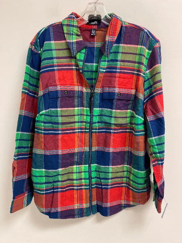 Huge Discounts Blouse Long Sleeve By Chaps In Multi-colored, Size: 1x