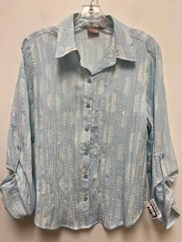 Best Deals Blouse Long Sleeve By Chicos In Blue & White, Size: M