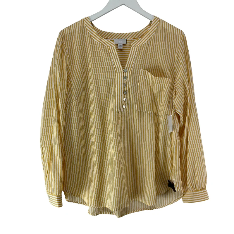 Online Exclusive Blouse Long Sleeve By J. Jill In Yellow, Size: L