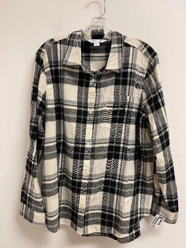 Bonus Savings Blouse Long Sleeve By Old Navy In Black & Cream, Size: Xl