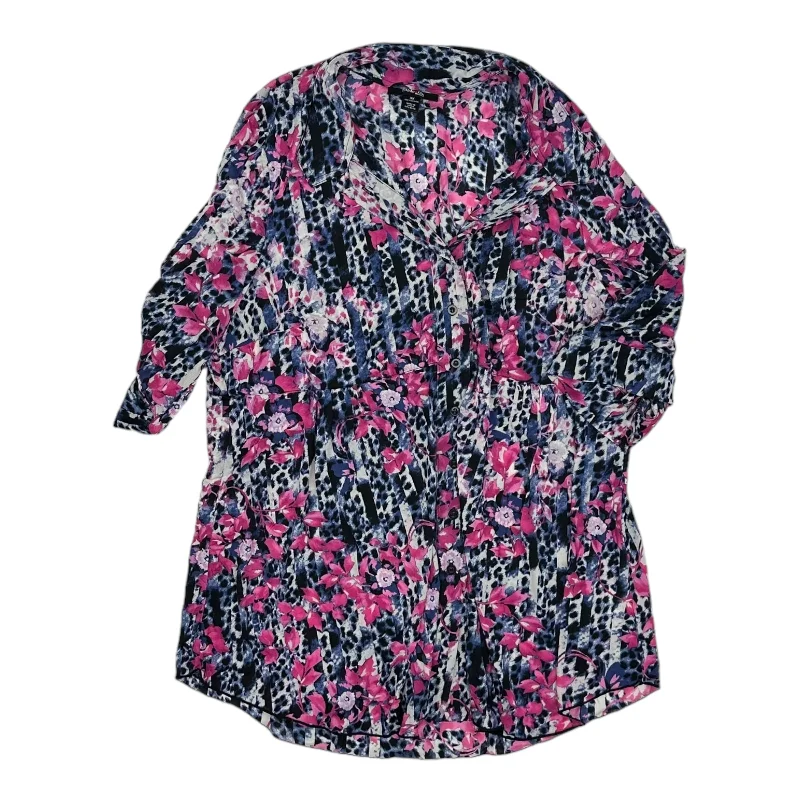 Limited Availability BLUE & PINK TOP 3/4 SLEEVE by STYLE AND CO COLLECTION WOMEN Size:3X