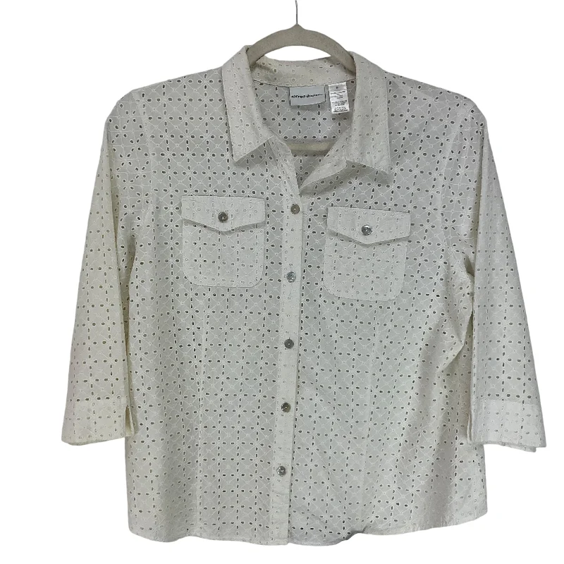 Bonus Savings Top 3/4 Sleeve By Alfred Dunner In Cream, Size: 18
