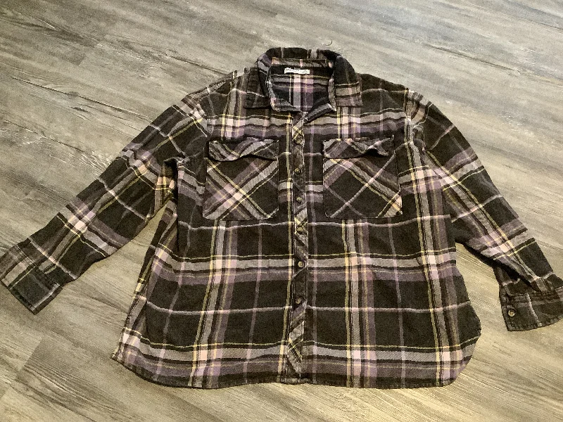 Savings Galore Top Long Sleeve By Arizona In Plaid Pattern, Size: M