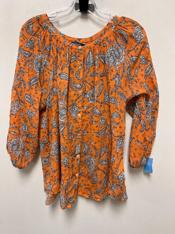 Holiday Sale Top Long Sleeve By Chaps In Orange, Size: M