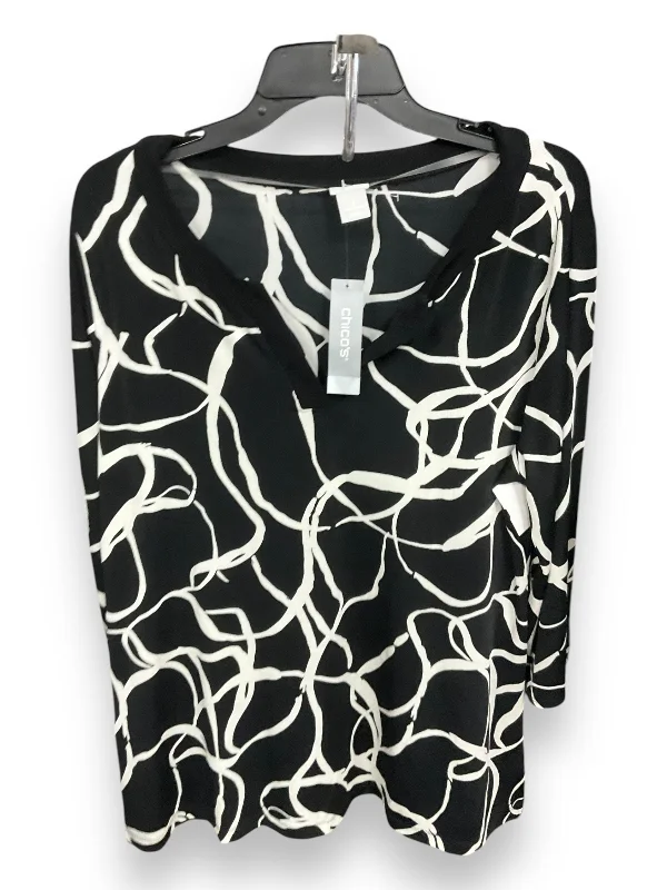 Take Advantage Top Long Sleeve By Chicos In Black & White, Size: 2