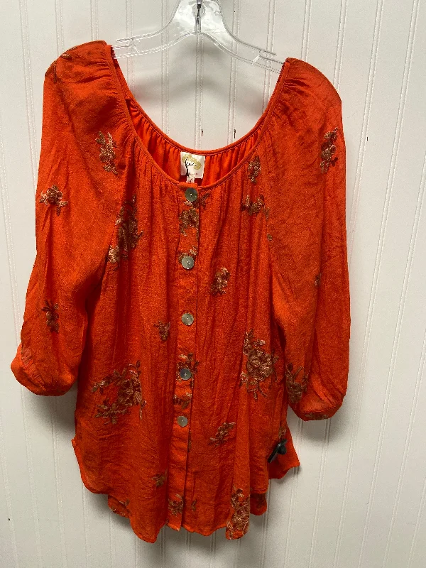 Top Long Sleeve By Figuero & Flower In Orange, Size: Xl