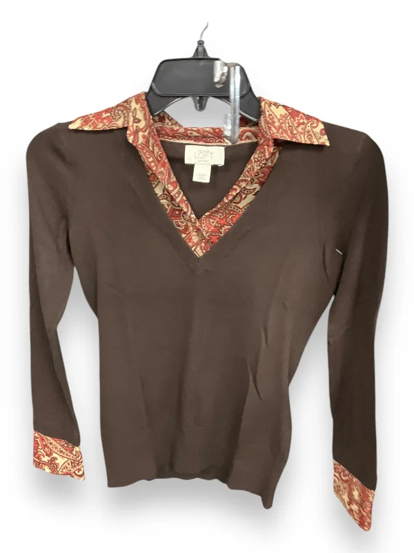 Take Advantage Top Long Sleeve By Loft In Brown, Size: S