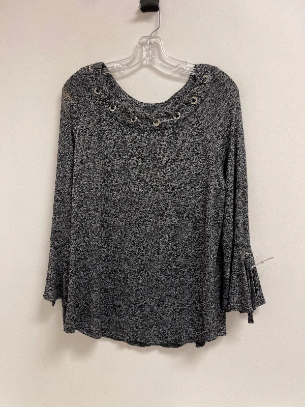 Closeout Sale Top Long Sleeve By Perseption Concept In Grey, Size: L