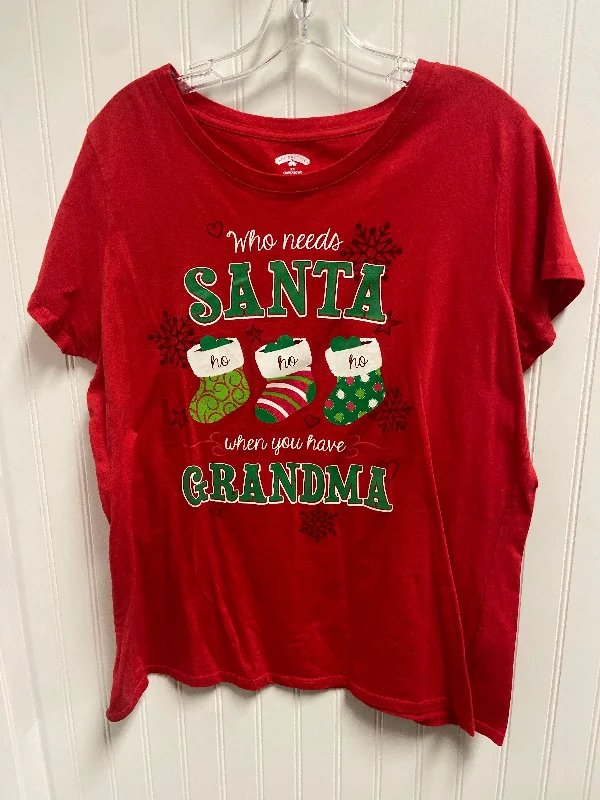 Exclusive Preview Top Short Sleeve Basic By Holiday Time In Red, Size: 2x