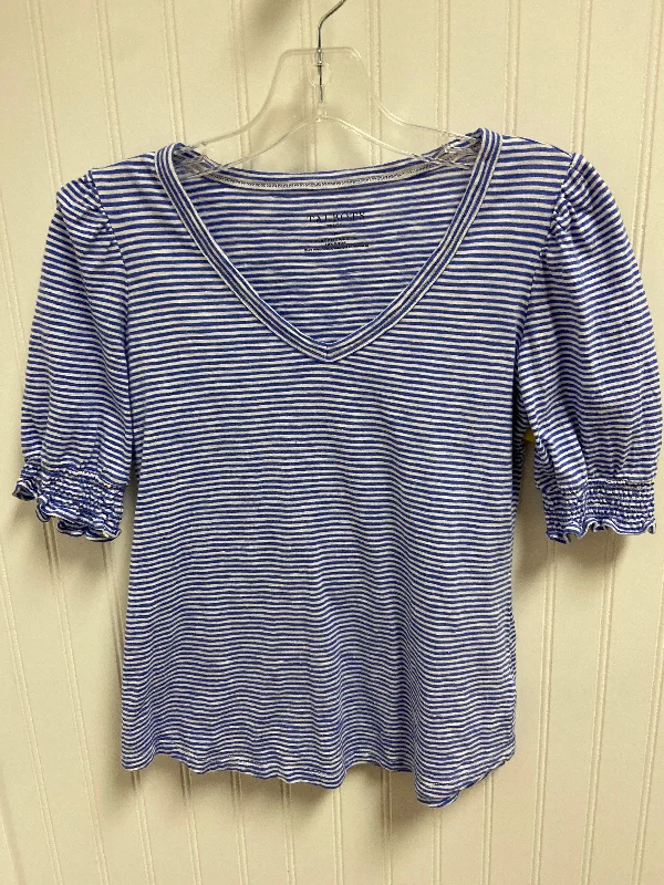 Price Break Top Short Sleeve Basic By Talbots In Blue & White, Size: Sp