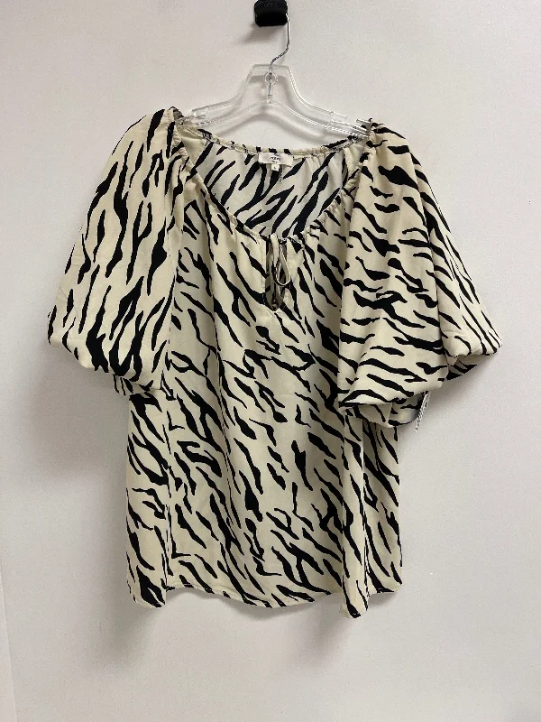 Discount Deals Top Short Sleeve By Entro In Black & Cream, Size: L