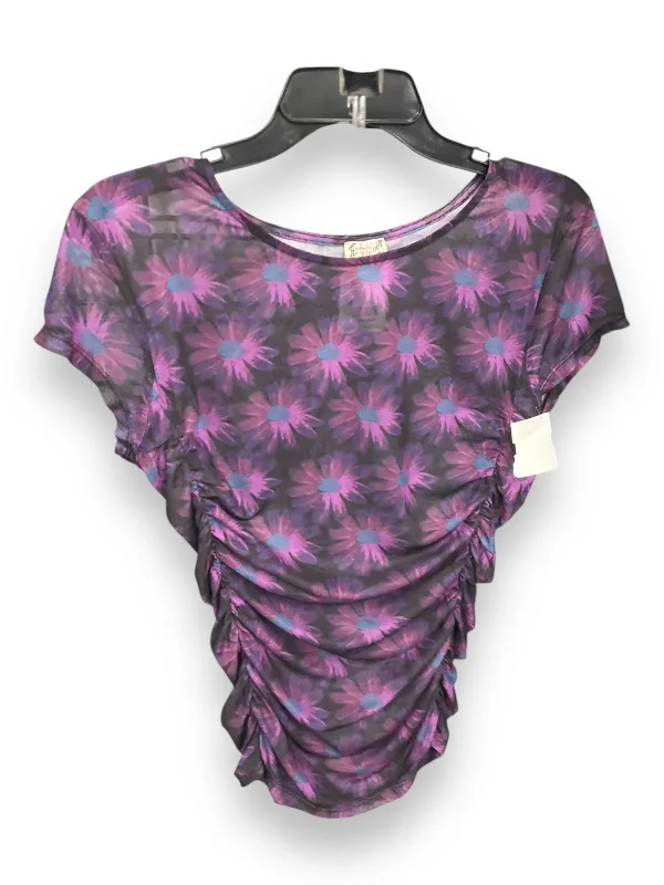 Midnight Sale Top Short Sleeve By Free People In Floral Print, Size: M