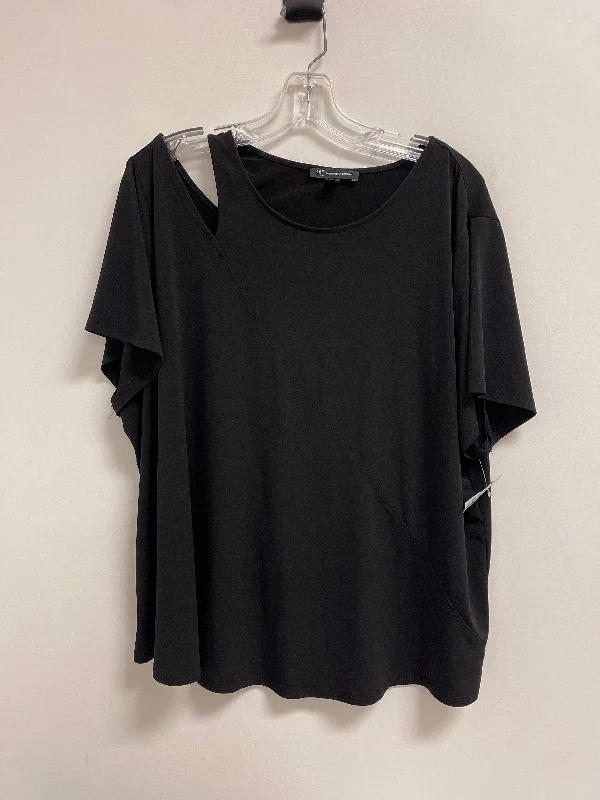 Quick Sale Top Short Sleeve By Inc In Black, Size: 3x