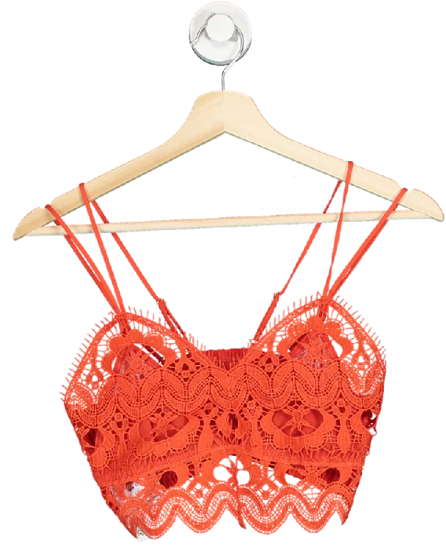 Huge Discounts Anthropologie Red Crochet Lace Crop Top S