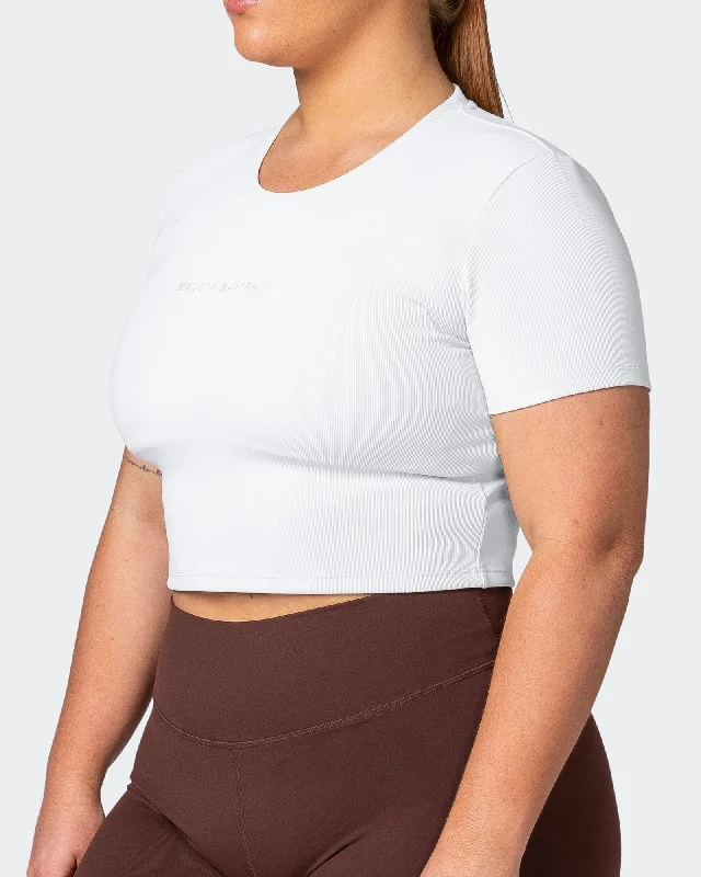 Last Chance Off Duty Rib Cropped Tee - White