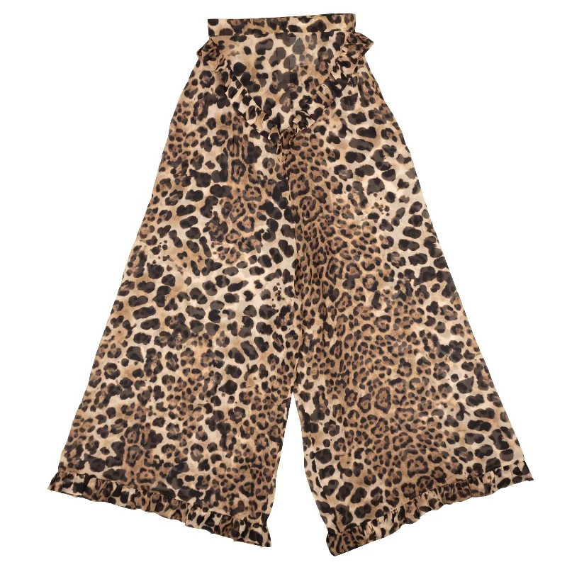 Mega Sale RODARTE Brown Leopard Print Silk Ruffled Pants