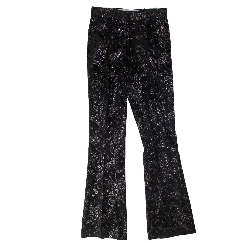 Incredible Offers AMR-XBTM-0117/48 Y0M09162VG_BLK Black Amiri Paisley Velvet Glitter Flare