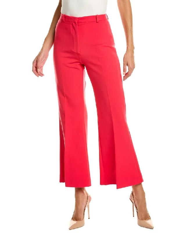 New Deals Oscar De La Renta Seam Detail Flare Leg Silk-Trim Wool-Blend Pant