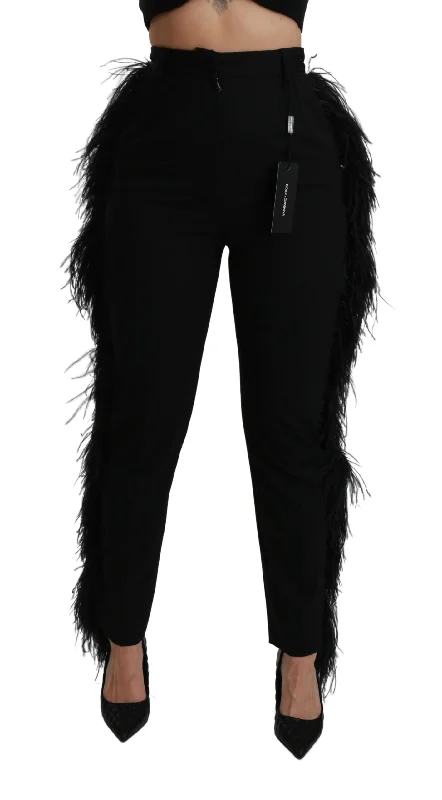 Big Savings Dolce & Gabbana Feather Straight High Waist Pants