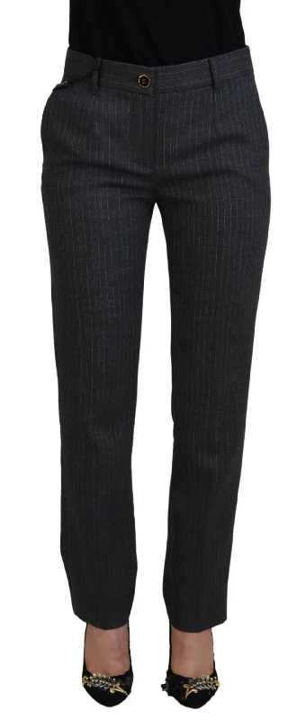 Shop and Save Dolce & Gabbana  Women's Gray Pinstripe Pants