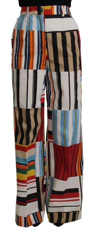 Blowout Sale Dolce & Gabbana Striped High Waist Cotton Pants