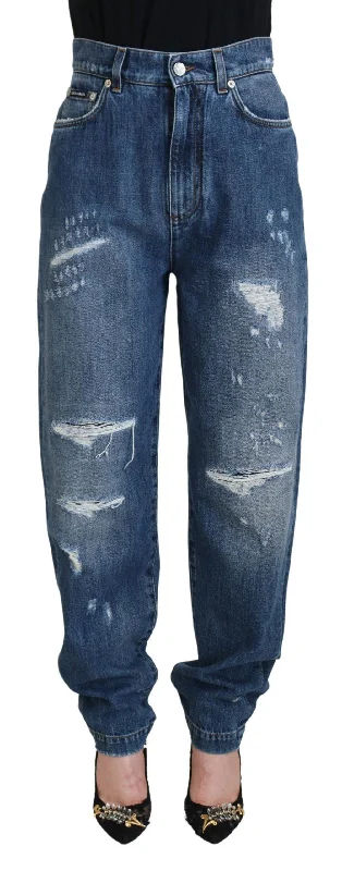 Deal Zone Dolce & Gabbana  Ripped Boyfriend Jeans - Blue