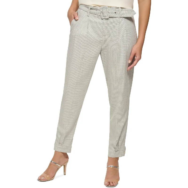 Amazing Deals Womens Plaid High Rise Straight Leg Pants