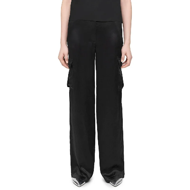 Act Fast Womens Mid-Rise Wide Leg Cargo Pants