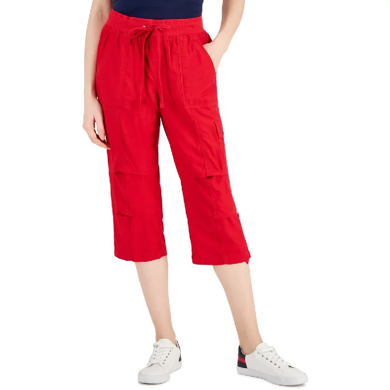 Price Rollback Womens Adjustable Pant Leg Drawstring Waist Cropped Pants