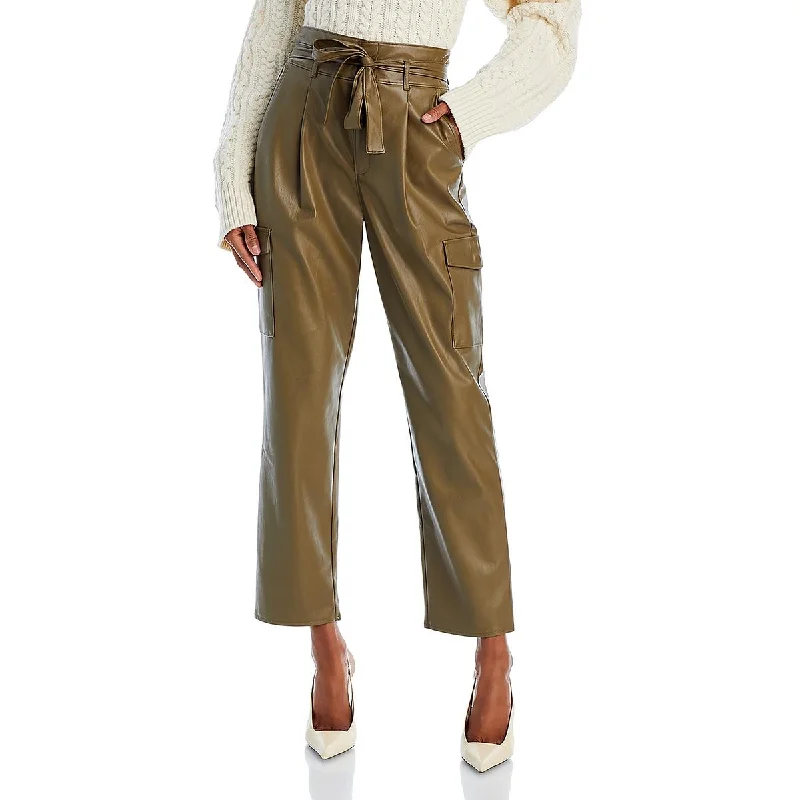 Today Only Tesse Womens Faux Leather Ankle Length Cropped Pants