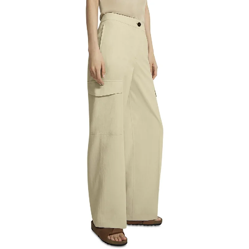 Savings Event Womens Solid Polyester Cargo Pants