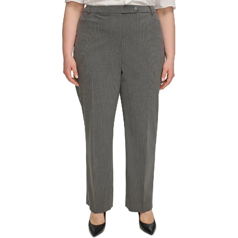 Early Access Plus Womens High Rise Pinstripe Trouser Pants