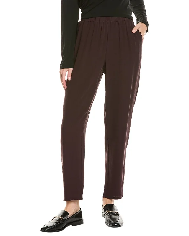 Hurry In Eileen Fisher High Waisted Silk Tapered Ankle Pant