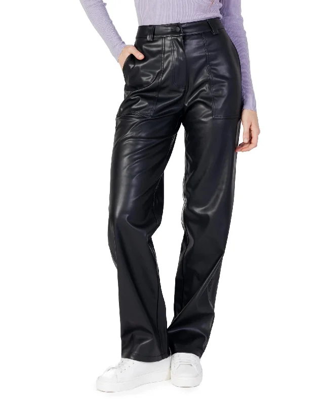 Extra Discounts Calvin Klein Jeans  Women's High Rise Straight Leg Faux Leather Pants