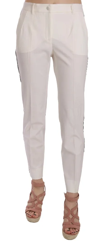 Members Only Dolce & Gabbana  White Cotton Stretch Trousers