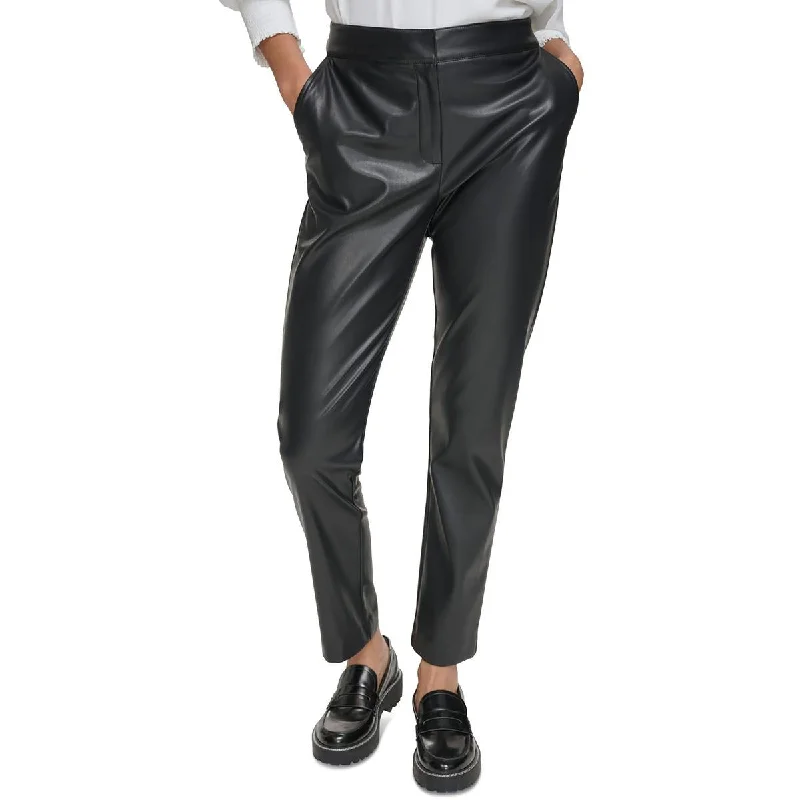 Early Bird Discount Womens Faux Leather Slim Fit Ankle Pants