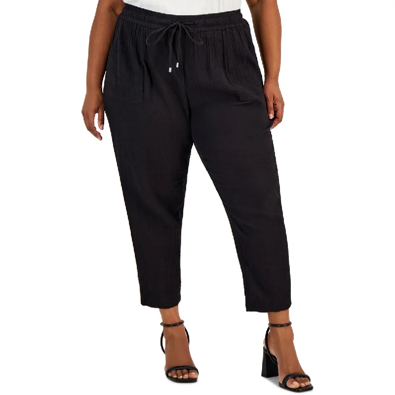 Exclusive Online Offer Womens Textured Cotton Ankle Pants